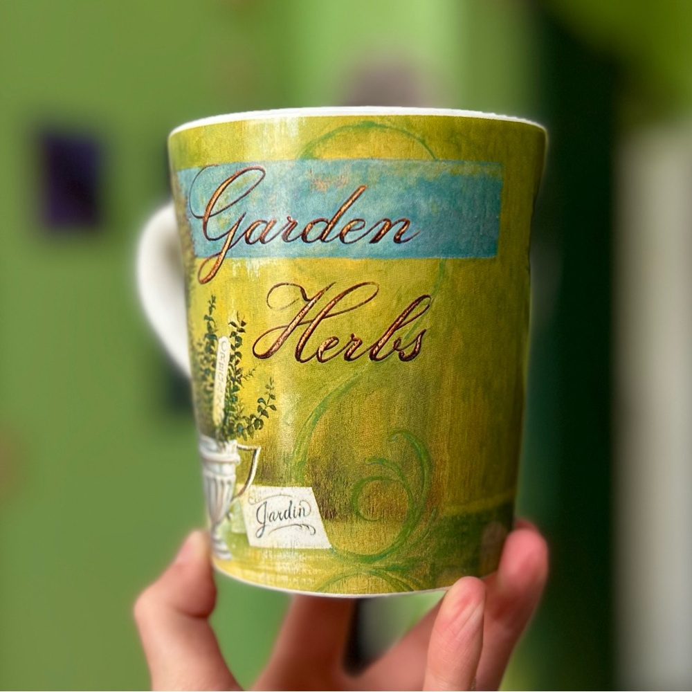 Vintage Elegant Garden + Herb Cottagecore Cypress Ceramic Large Kitchen Mug - Picture 4 of 8